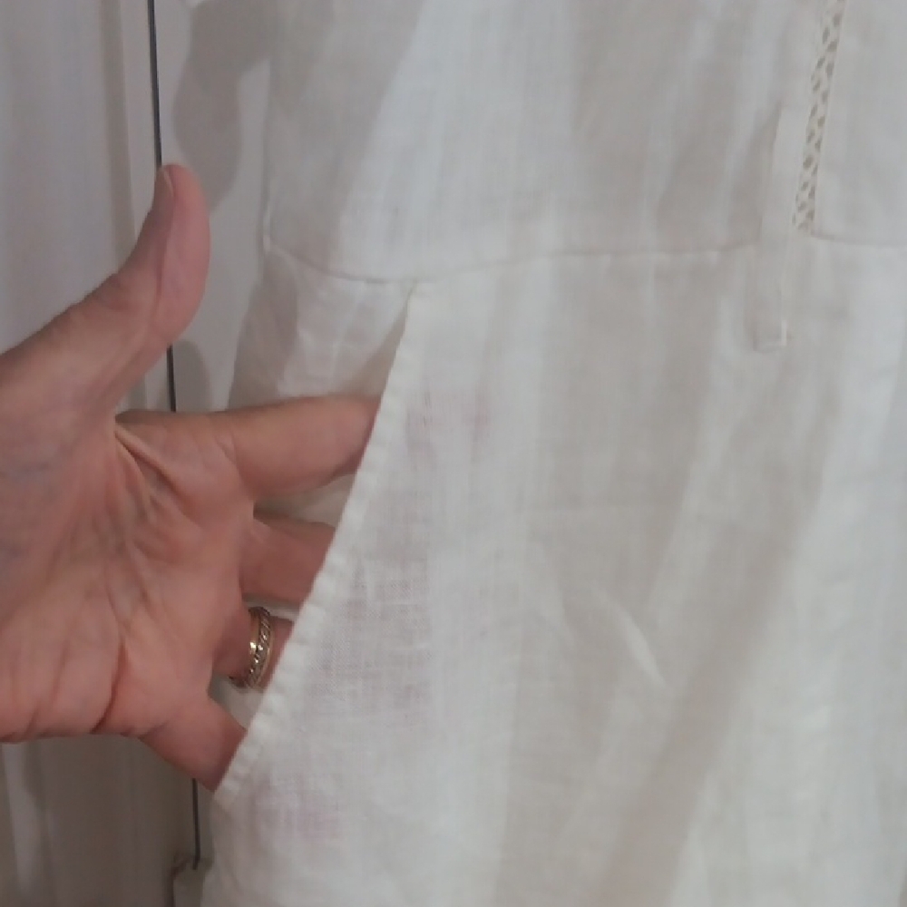 Lightweight White Button-Front Linen Dress - Picture 7 of 12